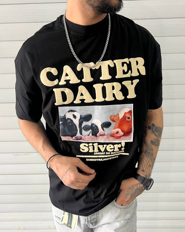 تیشرت CATTER DAIRY مشکی کد 1513