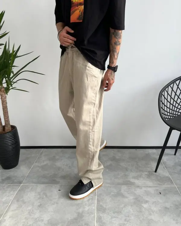 شلوار بگ و نیم بگ شلوار جین کتان نیم بگ DENIM