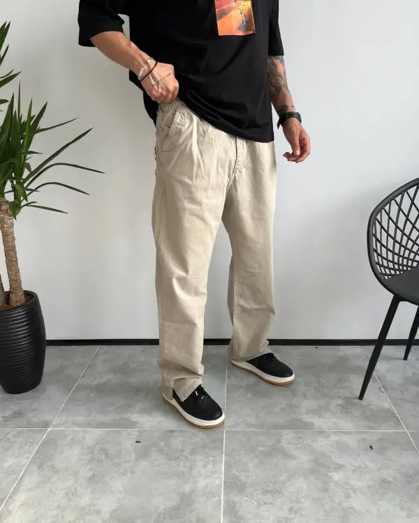 شلوار بگ و نیم بگ شلوار جین کتان نیم بگ DENIM