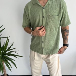 پیراهن یقه انگلیسی سبز