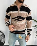 بافت نازک BALENCIAGA نسکافهای و مشکی مناسب استایل زیر کت و کاپشن