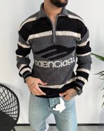 بافت نیمزیپ BALENCIAGA طوسی مشکی، مناسب زیر کت و کاپشن