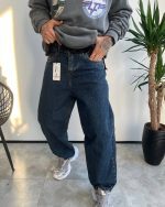 شلوار نیم بگ آبی سرمه ای ZARA با طراحی ساده و شیک