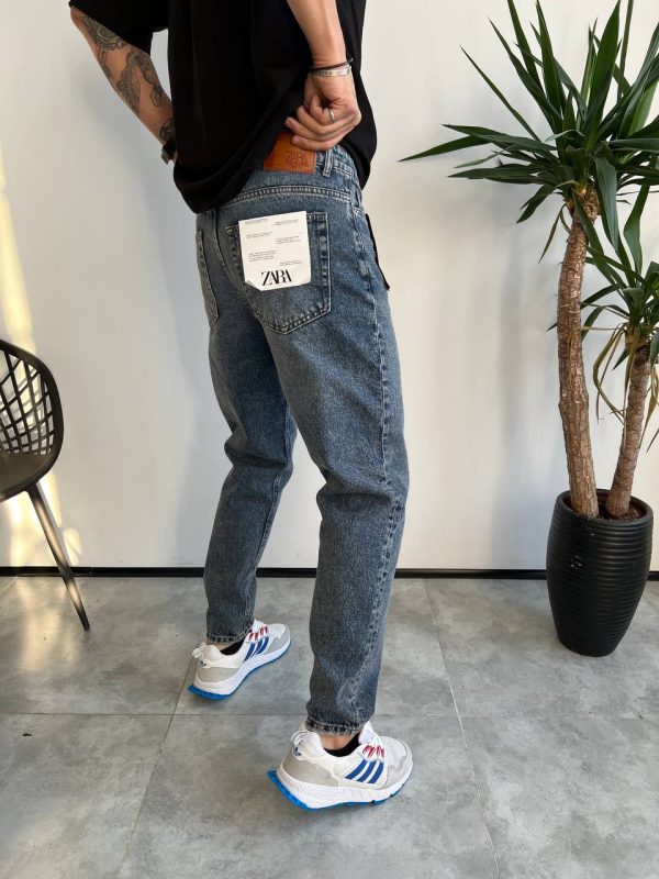 شلوار جین استریت استایل آبی وسط ساده ZARA کد 4524