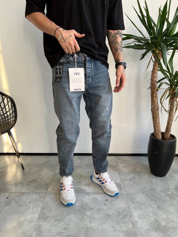 شلوار جین استریت استایل آبی وسط ساده ZARA کد 4524