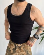 رکابی کبریتی مردانه آیسان اسلامی مشکی – نمای جلو