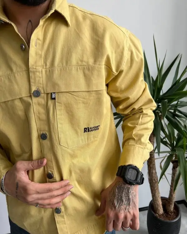 پیراهن کتان آستین بلند بهاره ZARA رنگ زرد کد 4840