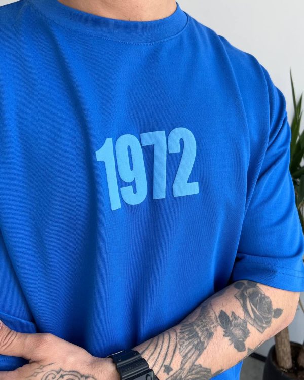 تیشرت یقه گرد 1972 رنگ ابی کد 4978