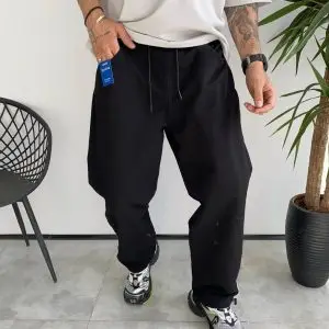 شلوار کتان بگ دمپا گتر BERSHKA – رنگ مشکی