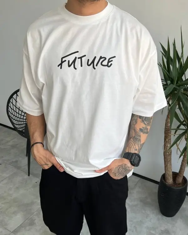 تیشرت یقه گرد FUTURE رنگ سفید کد 5049