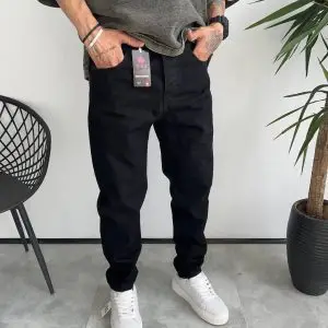شلوار استریت فیت مشکی ساده