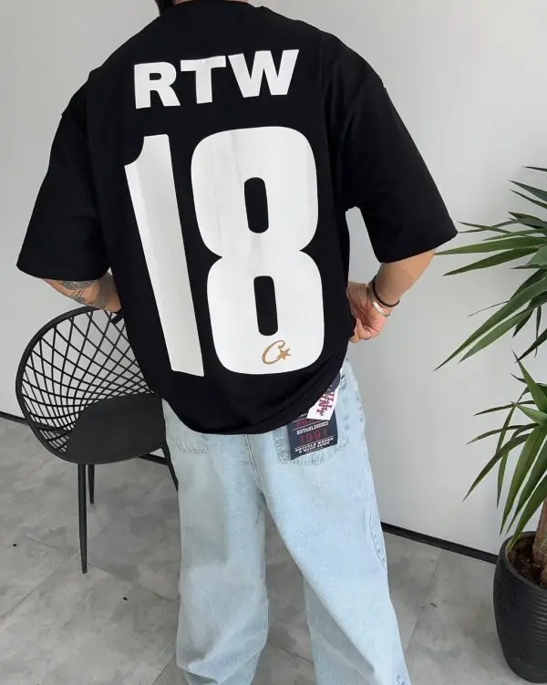 تیشرت یقه گرد RTW رنگ مشکی کد 5125