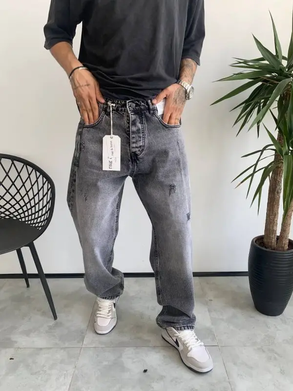 شلوار بگ استایل طوسی زخمی Rag&bone کد 5249