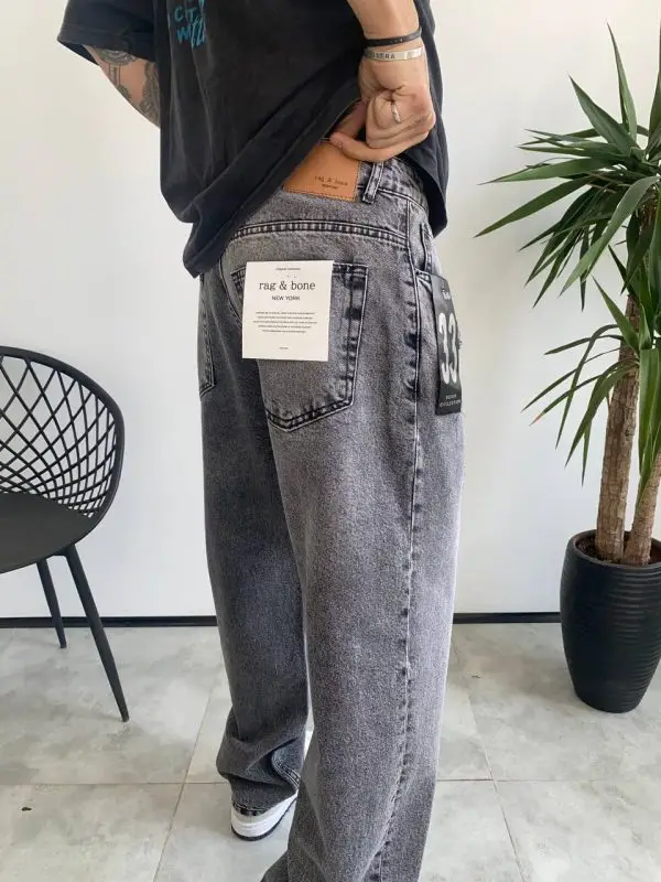 شلوار بگ استایل طوسی زخمی Rag&bone کد 5249