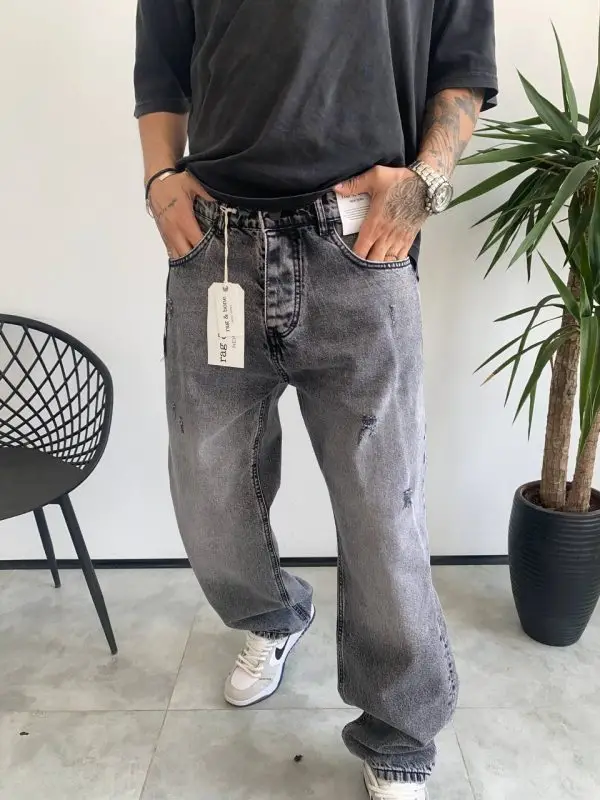 شلوار بگ استایل طوسی زخمی Rag&bone کد 5249
