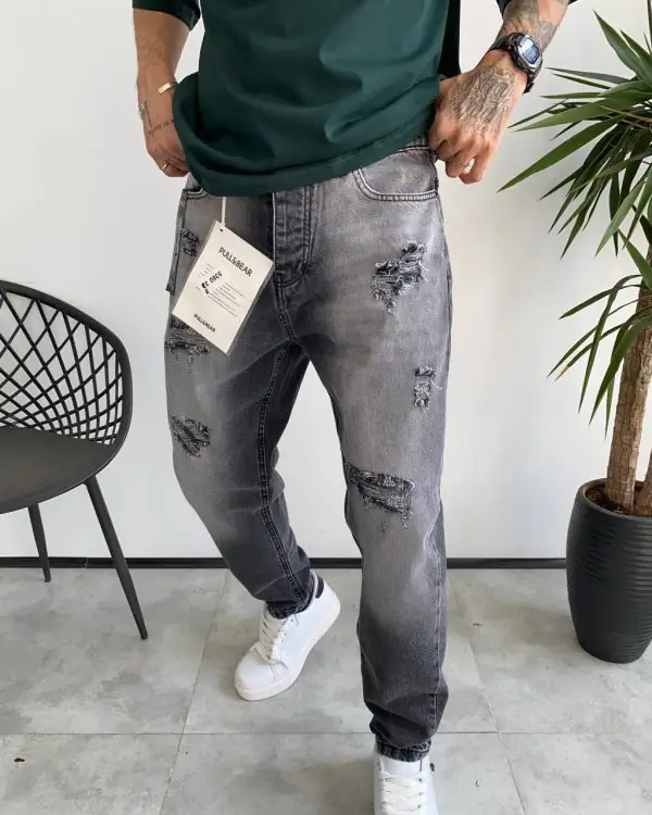 شلوار مام فیت طوسی زاپدار RAG&BONE کد 5360