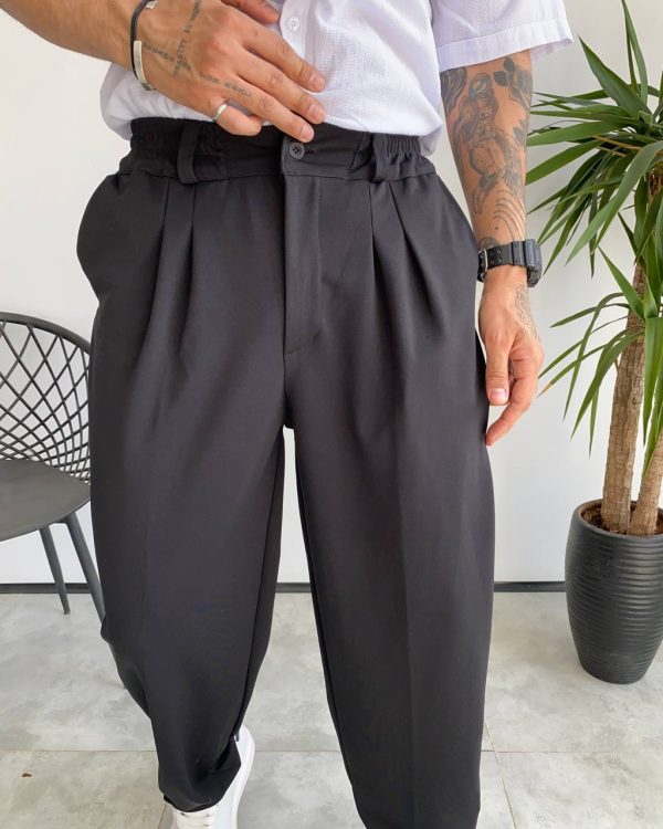 شلوار نیم بگ پارچه ای ZARA رنگ مشکی کد 5299