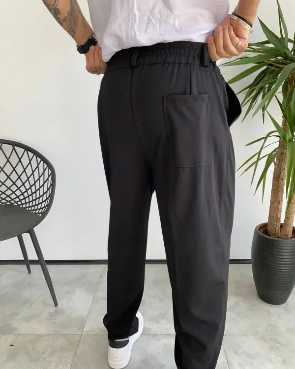 شلوار نیم بگ پارچه ای ZARA رنگ مشکی کد 5299