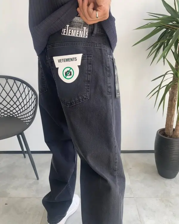 شلوار نیم بگ ذغالي ساده VETEMENTS کد 5336
