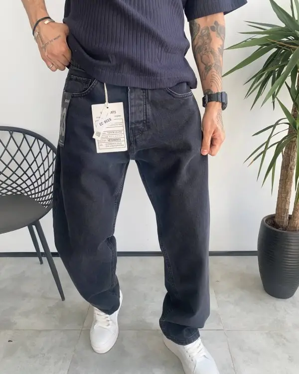 شلوار نیم بگ ذغالي ساده VETEMENTS کد 5336