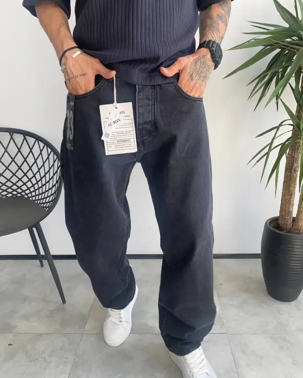 شلوار نیم بگ ذغالي ساده VETEMENTS کد 5336