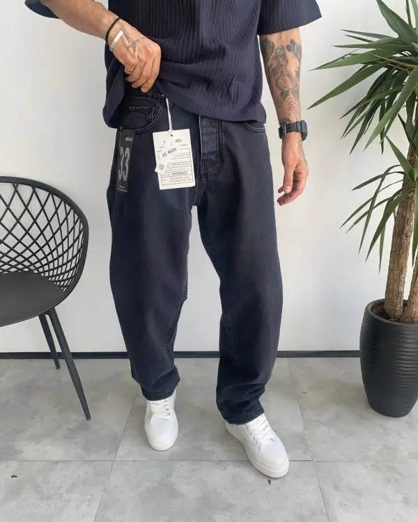 شلوار نیم بگ ذغالي ساده VETEMENTS کد 5336