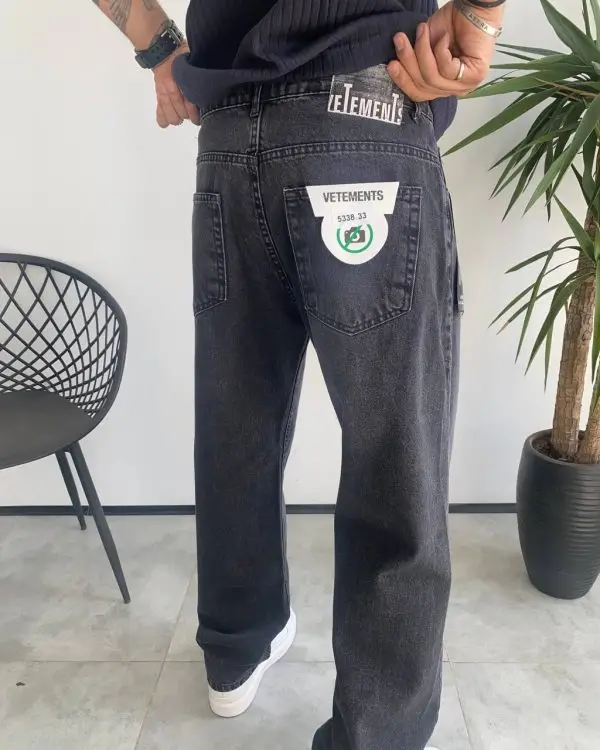 شلوار نیم بگ ذغالي سنگشور ساده VETEMENTS کد 5338