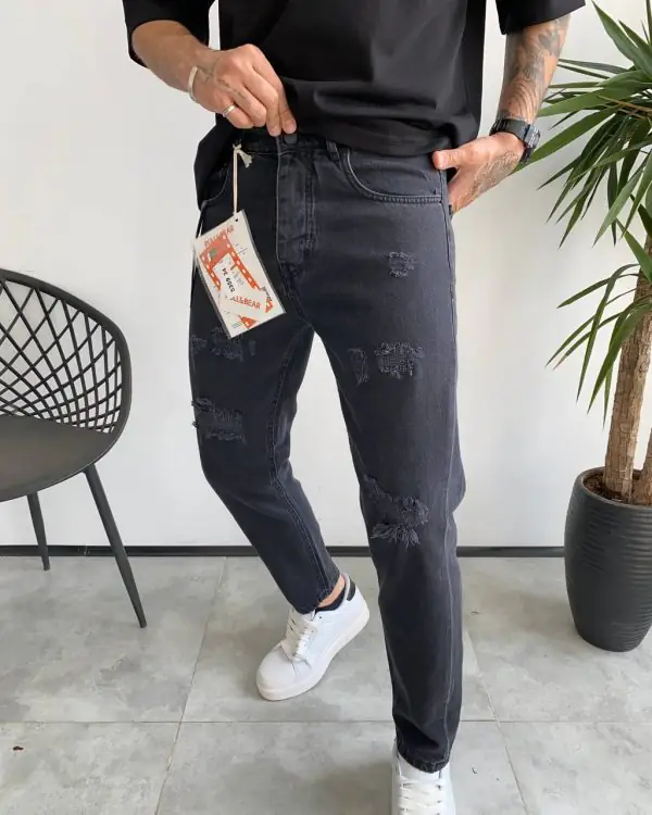 شلوار بوی فرند ذغالی زاپدار BALENCIAGA کد 5359