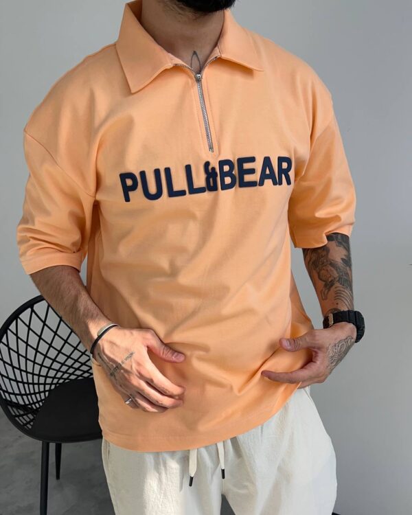 تیشرت یقه دار PULL&BEAR رنگ نارنجی کد 5379