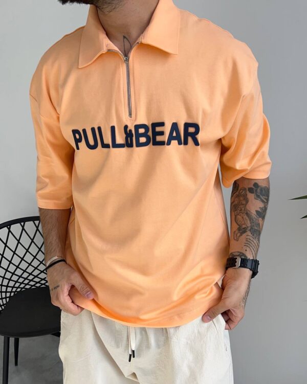 تیشرت یقه دار PULL&BEAR رنگ نارنجی کد 5379