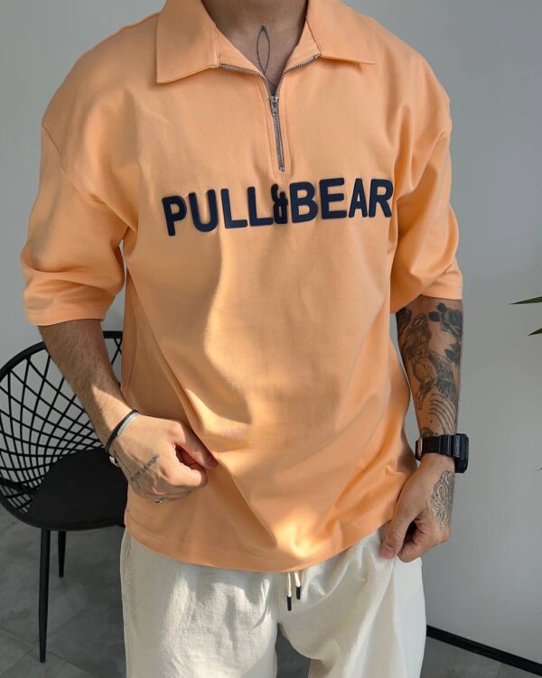 تیشرت یقه دار PULL&BEAR رنگ نارنجی کد 5379