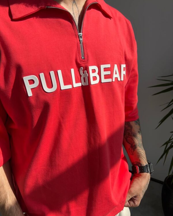 تیشرت یقه دار PULL&BEAR رنگ قرمز مرجانی کد 5380