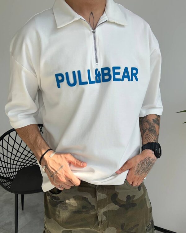 تیشرت یقه دار PULL&BEAR رنگ سفیدکد 5381