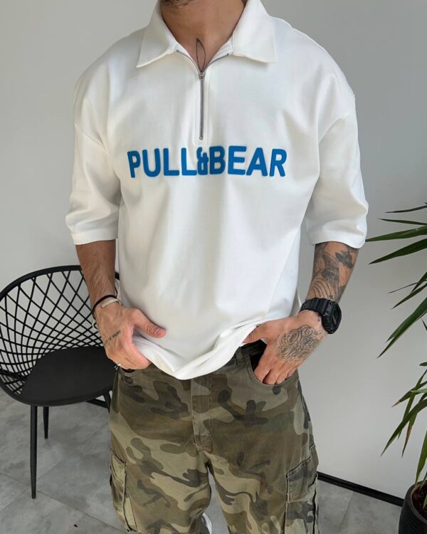 تیشرت یقه دار PULL&BEAR رنگ سفیدکد 5381