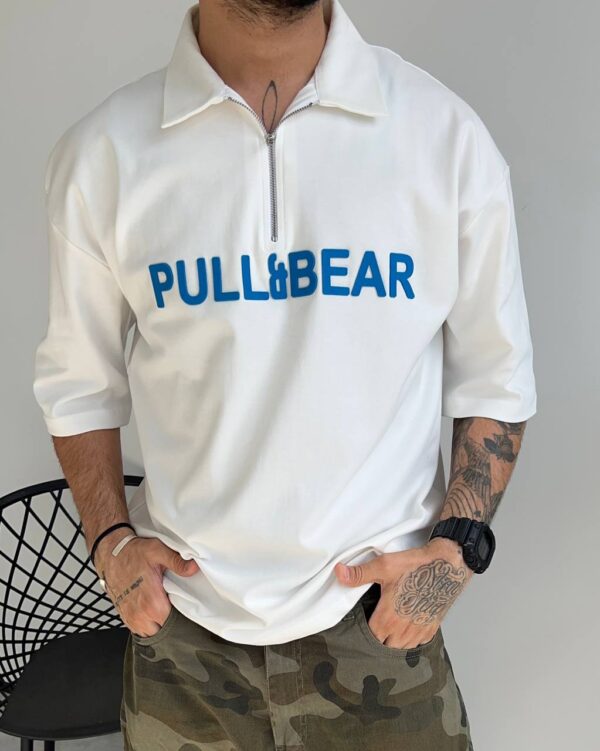 تیشرت یقه دار PULL&BEAR رنگ سفیدکد 5381