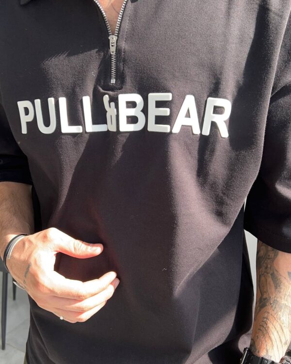 تیشرت یقه دار PULL&BEAR رنگ مشکی کد 5382