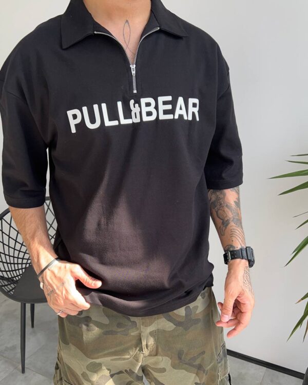 تیشرت یقه دار PULL&BEAR رنگ مشکی کد 5382
