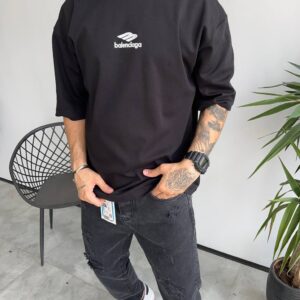 تیشرت یقه گرد چاپی Balenciaga رنگ مشکی کد 5383