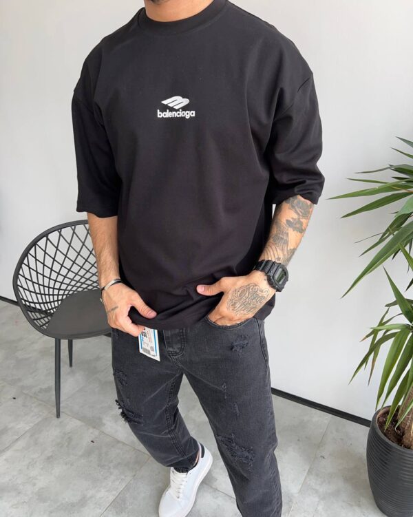 تیشرت یقه گرد چاپی Balenciaga رنگ مشکی کد 5383