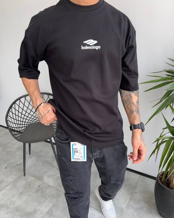 تیشرت یقه گرد چاپی Balenciaga رنگ مشکی کد 5383