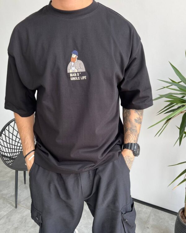 تیشرت یقه گرد MAN.S رنگ مشکی کد 5465