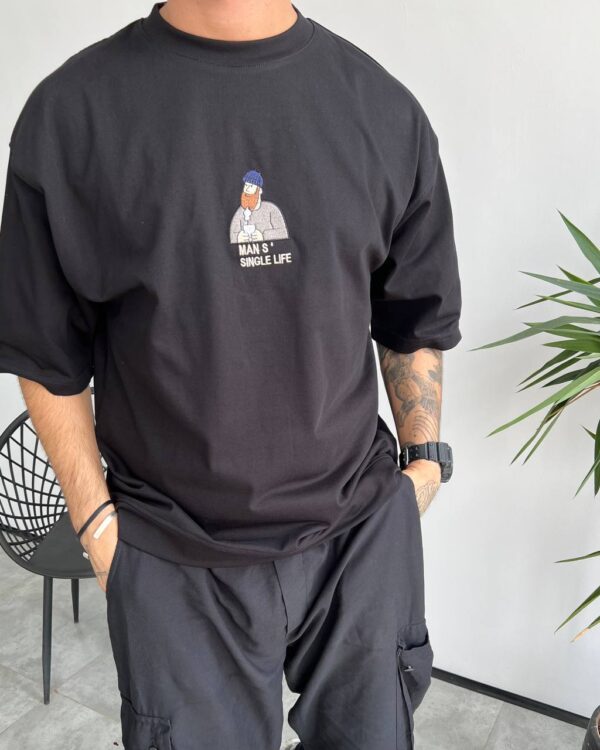 تیشرت یقه گرد MAN.S رنگ مشکی کد 5465