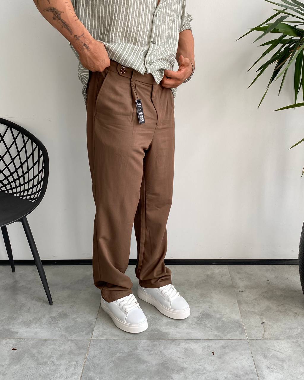 photo_2025-08-09_18-02-12 شلوار بگ پارچه ای کمر دکمه دوبل رنگ قهوه ای کد 5548