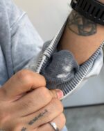 هودی سنگشور طوسی روشن مردانه با قواره لش و کلاه آزاد استردار