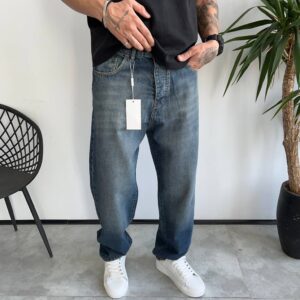 شلوار بگ استایل جین میدنایت ساده کد 5895