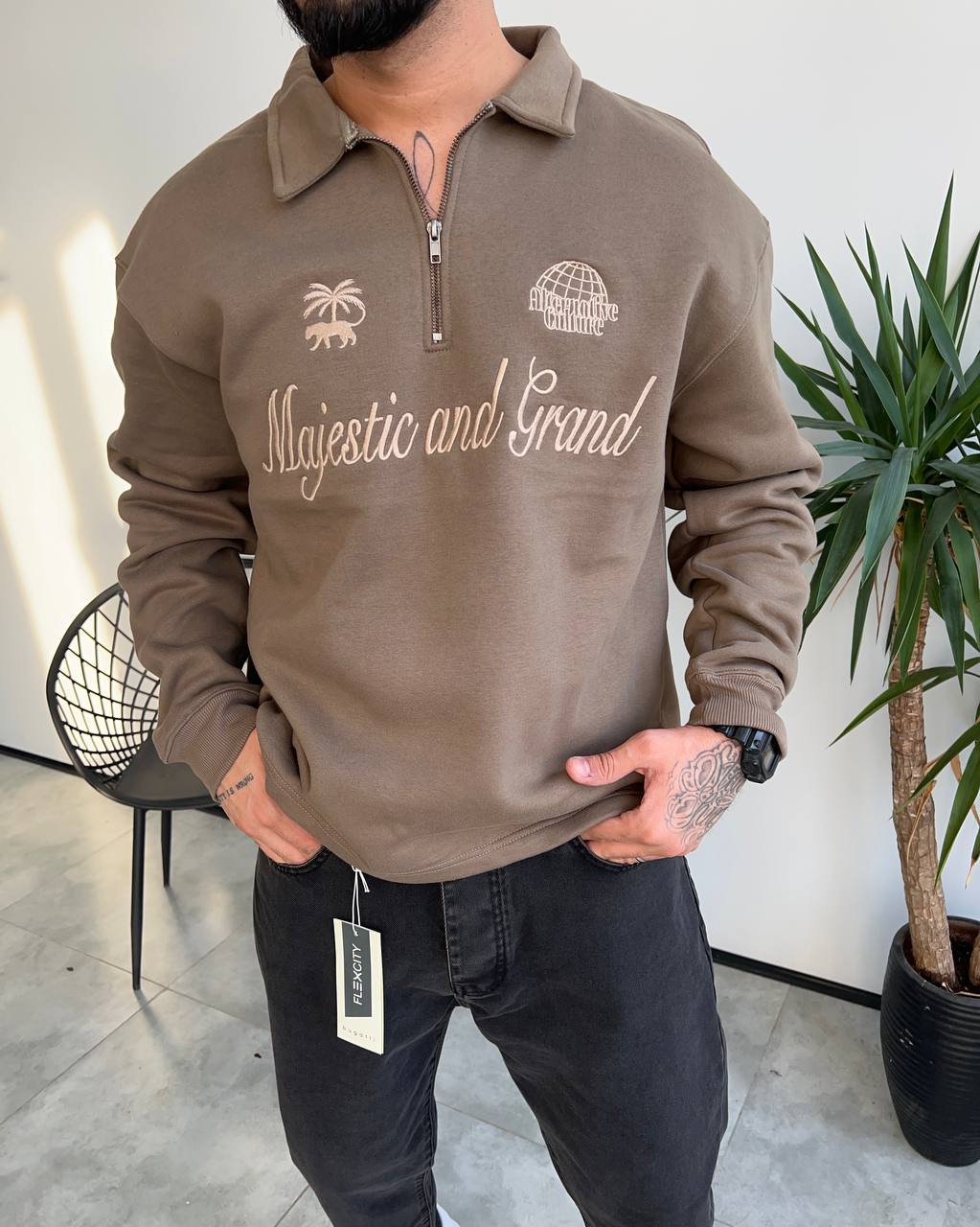 photo_2025-11-13_16-58-12 دورس نیم زیپ MAJSETIC AND GRANDS رنگ خاکی کد 5942
