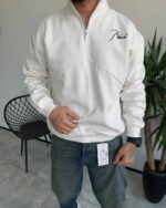 دورس نیم زیپ سفید مردانه