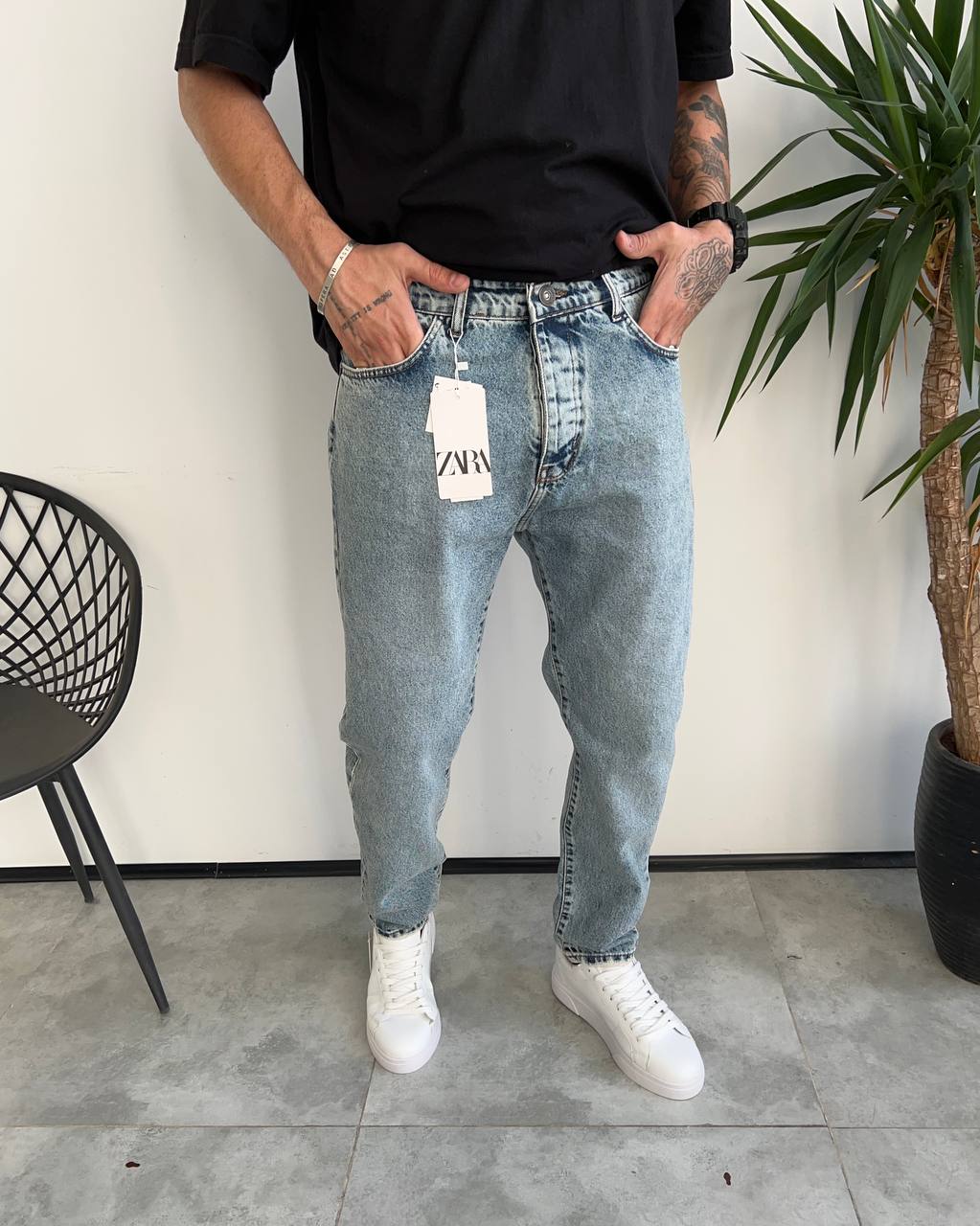 photo_5814623220815039646_y شلوار مام فیت ابی یخی ساده ZARA کد 5943