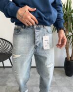 شلوار استریت فیت یخی زاپدار